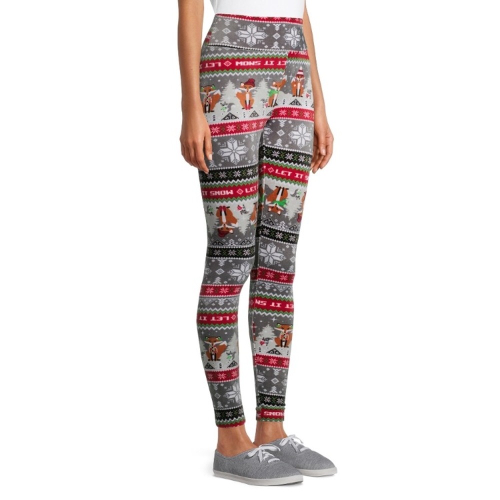 No Boundaries High Waist Leggings Super Plush Winter Christmas Foxes